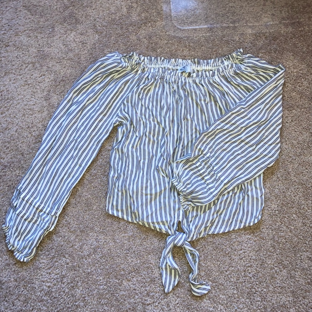 blue and white striped blouse from Hollister, size medium